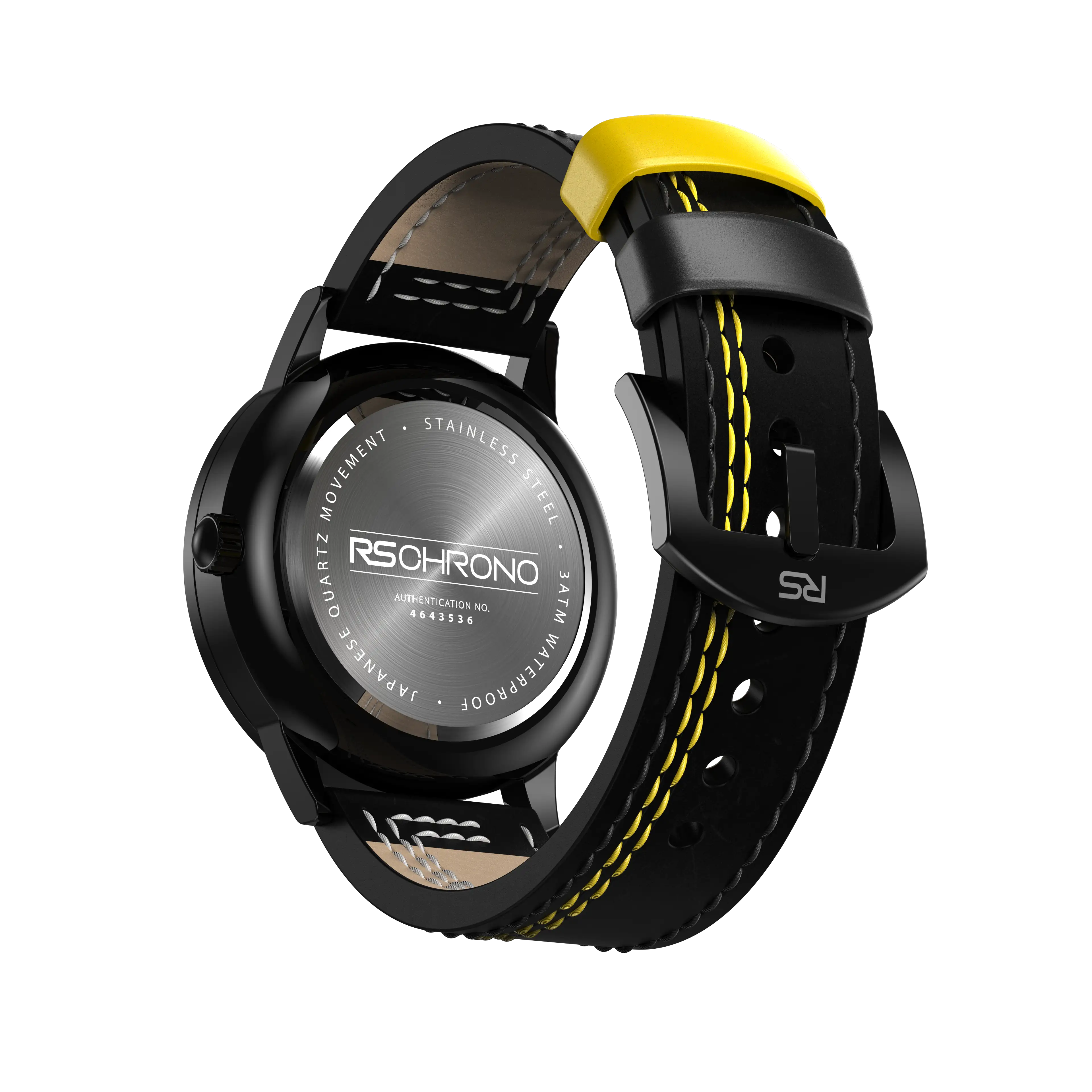 Black & Yellow Leather Strap (Adjustable)