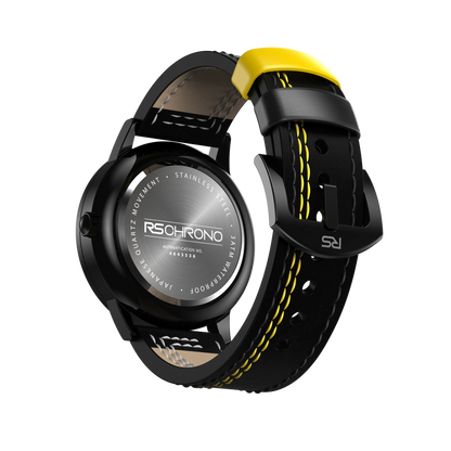 Black & Yellow Leather Strap (Adjustable)