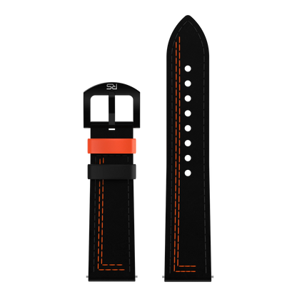 Black & Orange Leather Strap (Adjustable)