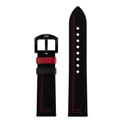 Black & Red Leather Strap (Adjustable)