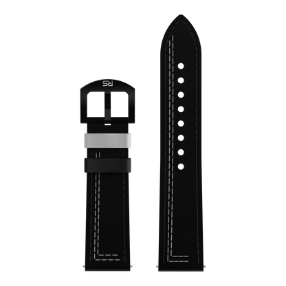 Black & White Leather Strap (Adjustable)