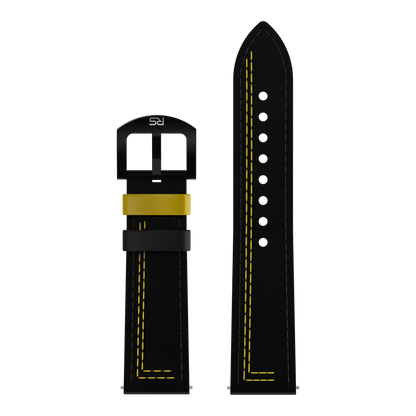 Black & Yellow Leather Strap (Adjustable)