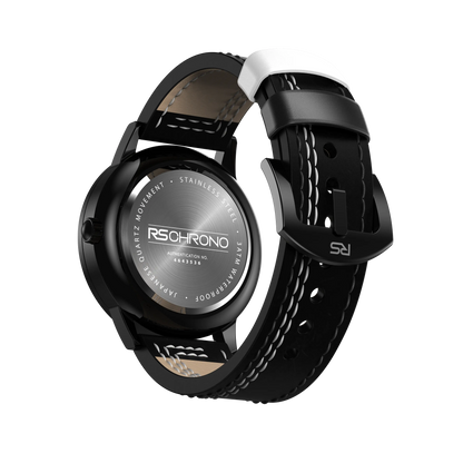 Black & White Leather Strap (Adjustable)